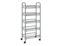 Carrinho de cozinha c/ 5 prateleiras ferro 46x26x105cm cinzento
