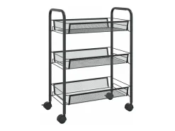 Carrinho de cozinha com 3 prateleiras ferro 46x26x64 cm preto