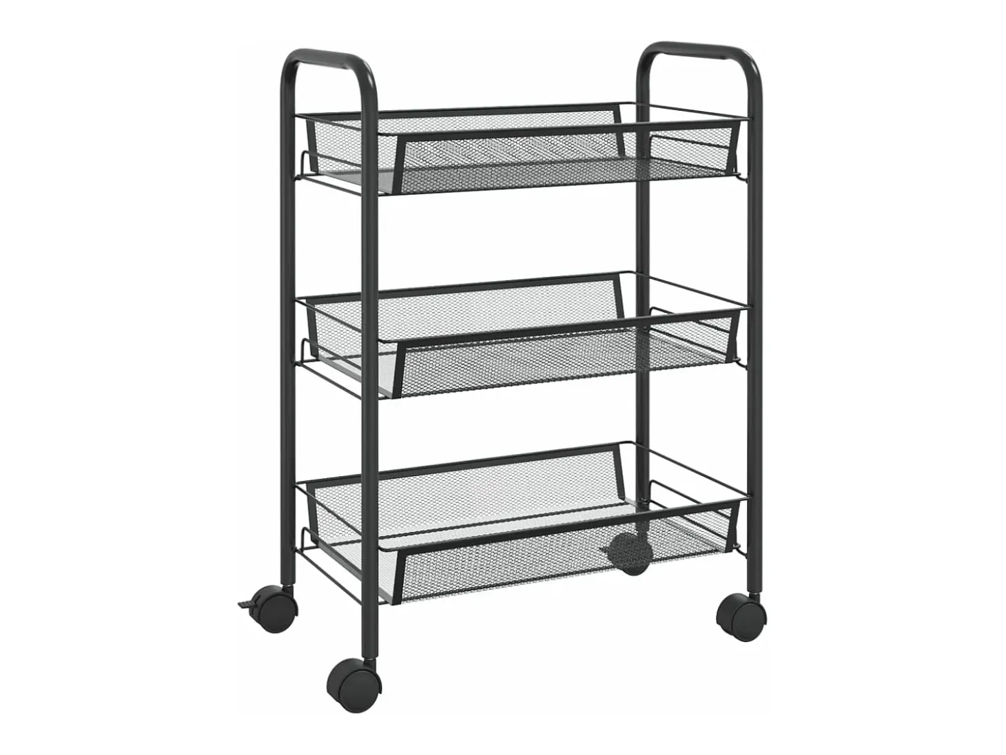 Carrinho de cozinha com 3 prateleiras ferro 46x26x64 cm preto