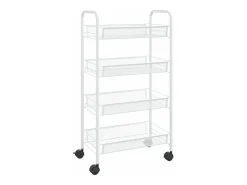 Carrinho de cozinha com 4 prateleiras ferro 46x26x85 cm branco