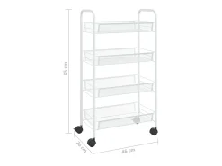 Carrinho de cozinha com 4 prateleiras ferro 46x26x85 cm branco