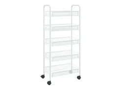 Carrinho de cozinha com 5 prateleiras ferro 46x26x105 cm branco