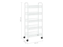 Carrinho de cozinha com 5 prateleiras ferro 46x26x105 cm branco