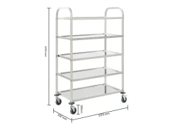 Carrinho de cozinha de 5 níveis 107x55x147 cm aço inoxidável