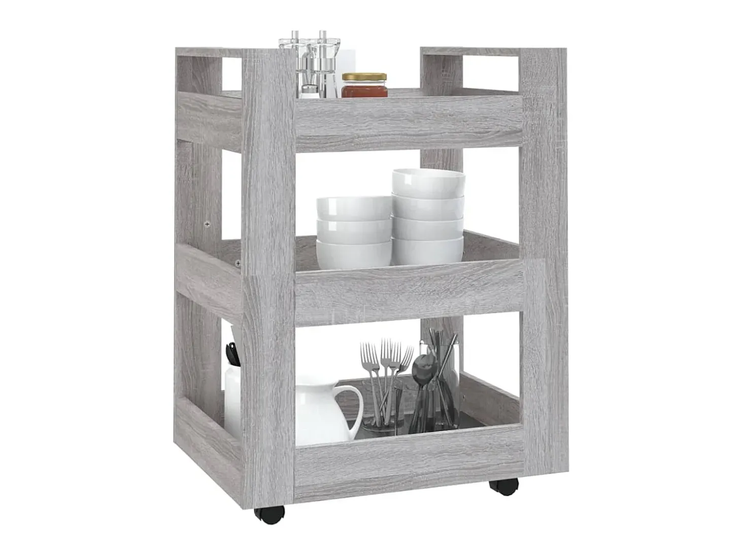 Carrinho de cozinha 60x45x80 cm derivados madeira cinza sonoma