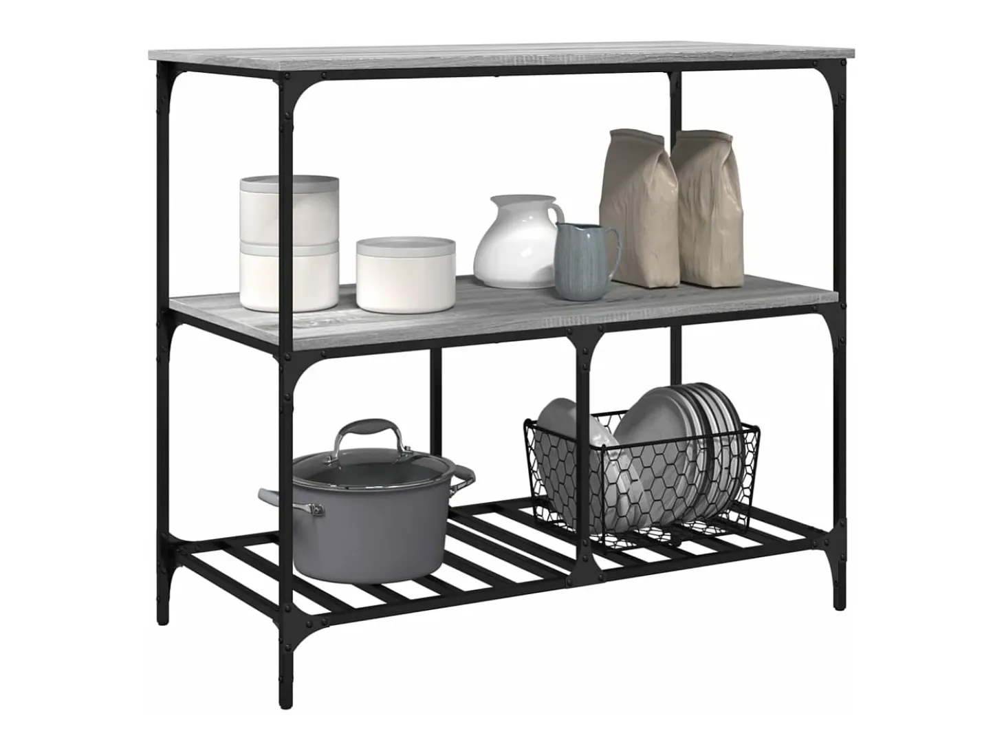 Carrinho de cozinha 100x50x95 cm derivados madeira cinza sonoma
