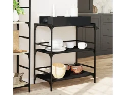 Carrinho de cozinha 81,5x41x92,5 cm derivados de madeira preto