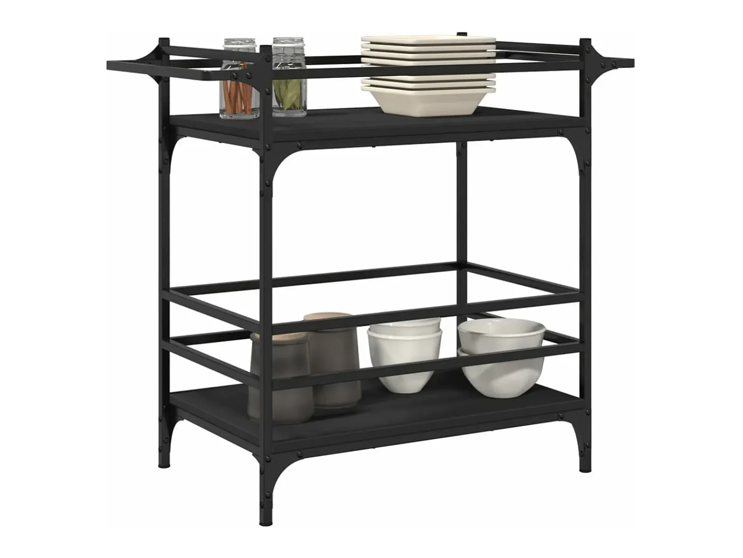 Carrinho de cozinha 82x40x78,5 cm derivados de madeira preto