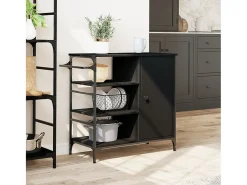 Carrinho de cozinha 87,5x38,5x84,5cm derivados de madeira preto