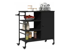 Carrinho de cozinha 87,5x38,5x84,5cm derivados de madeira preto