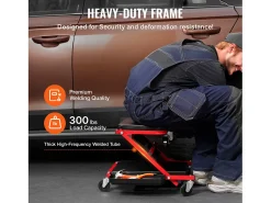 Carrinho de Inspeção SucceBuy Banco de Garagem Dobrável de 91cm, Capacidade 136kg para Mecânico, Equipado com Seis Rodas Giratórias 360° de 6,48 cm