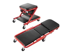 Carrinho de Inspeção SucceBuy Banco de Garagem Dobrável de 91cm, Capacidade 136kg para Mecânico, Equipado com Seis Rodas Giratórias 360° de 6,48 cm
