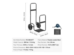Carrinho de Lenha, SucceBuy Carrinho para Lenha de Aço para 113 kg, Interior/Exterior, Rodas Pneumáticas, Carrinho para Lenha, Suporte para Lareira/Fogo, Preto