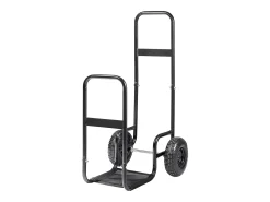 Carrinho de Lenha, SucceBuy Carrinho para Lenha de Aço para 113 kg, Interior/Exterior, Rodas Pneumáticas, Carrinho para Lenha, Suporte para Lareira/Fogo, Preto