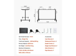 Carrinho de Serviço SucceBuy, Suporte de Cadeira Pliável, Capacidade de 181 kg, para 42 Cadeiras e 12 Mesas com Rodas, Preto