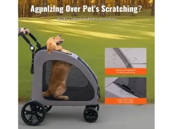 Carrinho para Cão SucceBuy, 4 Rodas com Freios, Capacidade de Carga 73 kg, Altura Ajustável, Tecido Oxford 600D