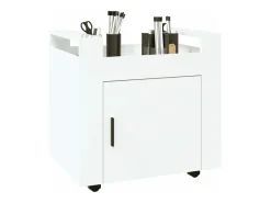 Carrinho secretária 60x45x60cm deriv. madeira branco brilhante