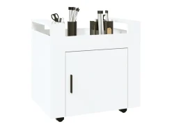 Carrinho secretária 60x45x60cm deriv. madeira branco brilhante