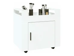 Carrinho secretária 60x45x60cm deriv. madeira branco brilhante