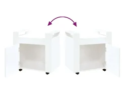 Carrinho secretária 60x45x60cm deriv. madeira branco brilhante