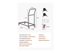Carro de Serviço Plegável SucceBuy 136 kg para 25 Cadeiras, Armazenamento Vertical em Forma de L