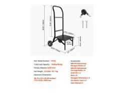 Carro de Suporte Porta-Cadeira Plegável SucceBuy, para 10 Cadeiras, Carga 68kg para Puxar