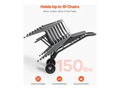 Carro de Suporte Porta-Cadeira Plegável SucceBuy, para 10 Cadeiras, Carga 68kg para Puxar