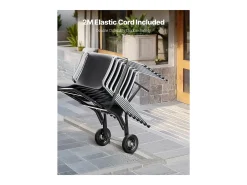 Carro de Suporte Porta-Cadeira Plegável SucceBuy, para 10 Cadeiras, Carga 68kg para Puxar