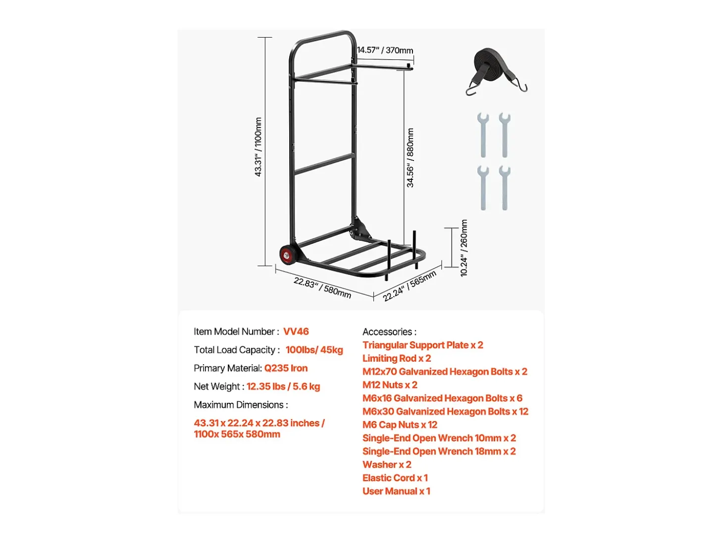 Carro de Suporte Porta-Cadeira Plegável SucceBuy, para 10 Cadeiras, Carga 45kg para Puxar