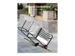 Carro de Suporte Porta-Cadeira Plegável SucceBuy, para 10 Cadeiras, Carga 45kg para Puxar