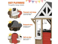 Casa de Brinquedo Infantil, SucceBuy Casa de Brinquedo de Madeira para Crianças com Porta, Janela e Lava-loiça