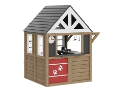 Casa de Brinquedo Infantil, SucceBuy Casa de Brinquedo de Madeira para Crianças com Porta, Janela e Lava-loiça