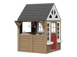 Casa de Brinquedo Infantil, SucceBuy Casa de Brinquedo de Madeira para Crianças com Porta, Janela e Lava-loiça