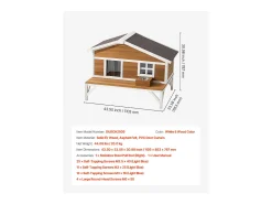 Casa de Gato Elevada SucceBuy, 110,5x85,3x78,7 cm, Nicho para Gato Externo Isolamento em Espuma, Abrigo de Madeira com Grande Plataforma, Telhado de Asfalto