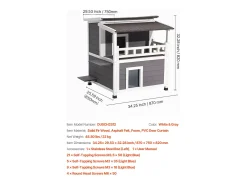Casa de Gato Elevada SucceBuy, 84 x 75 x 82 cm, Nicho para Gato Externo Isolamento em Espuma, Abrigo de Madeira 2 Andares, para 1-3 Gatos Selvagens