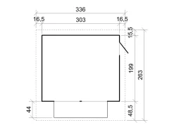 Casa de jardim de madeira - H232x336x263 cm / 6m² - M150