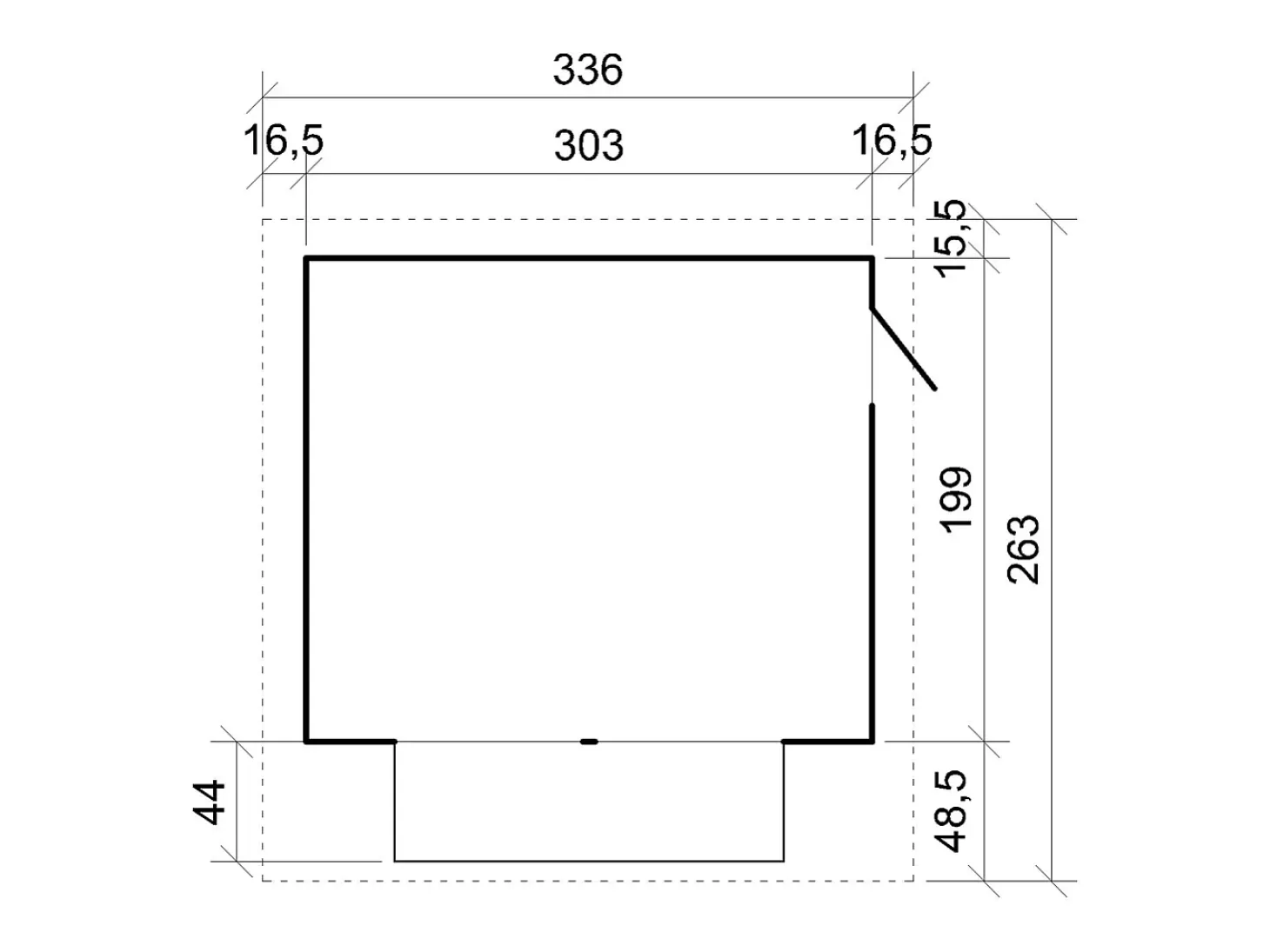 Casa de jardim de madeira - H232x336x263 cm / 6m² - M150