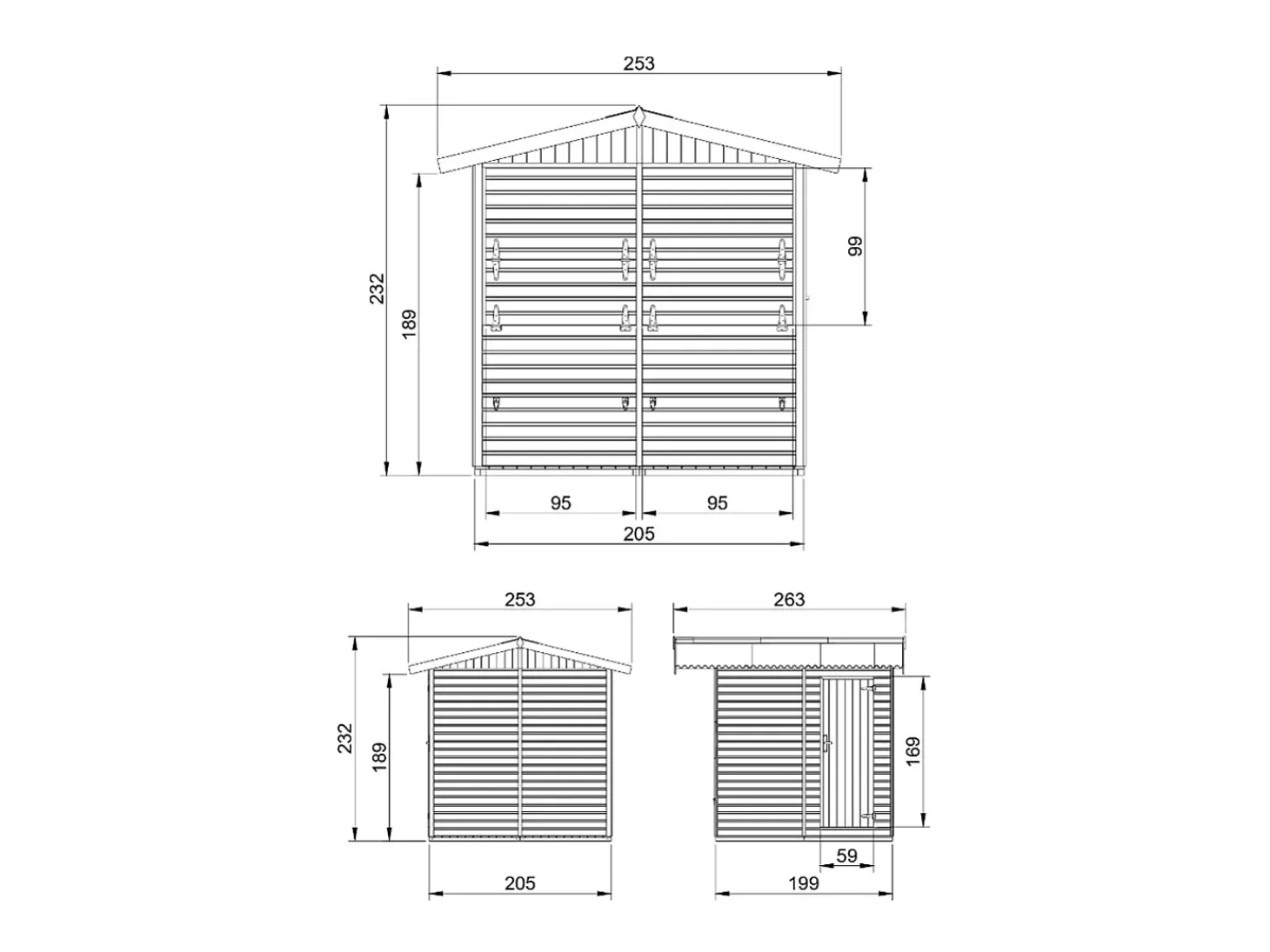Casa de jardim de madeira - H232x253x263 cm / 4 m² - M149