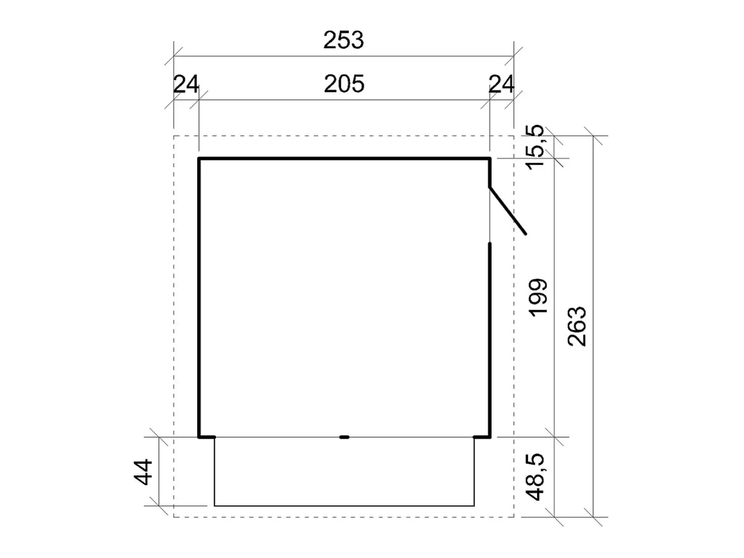 Casa de jardim de madeira - H232x253x263 cm / 4 m² - M149