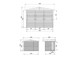 Casa de jardim de madeira - H232x336x263 cm / 6m² - M150A