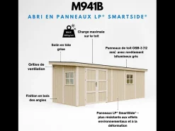 Casa de jardim qualidade premium sem piso e parede lateral - 14.3 m² / A231x248x648 cm - M941B