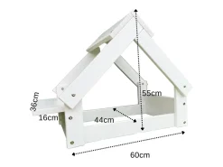 Casa do cão branco - Cama com moldura em madeira natural FSC, 76x44x55cm