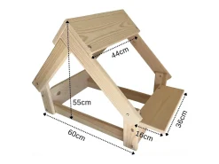 Casa do cão cor natural - Cama com estrutura em madeira natural FSC, 76x44x55cm