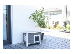 Casa para gatos ECO Eli 57x45x43 cm cinzento e branco