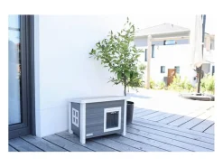 Casa para gatos ECO Eli 57x45x43 cm cinzento e branco