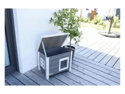 Casa para gatos ECO Eli 57x45x43 cm cinzento e branco