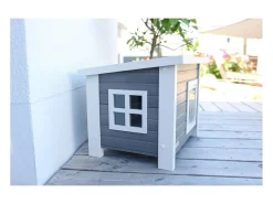 Casa para gatos ECO Eli 57x45x43 cm cinzento e branco