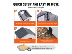 Casa para Gatos, SucceBuy, Casa Aquecida para Gatos, Abrigo Dobrável para Gatos com Almofada Térmica, Cinzento, Tamanho M