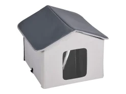 Casa para Gatos, SucceBuy, Casa Aquecida para Gatos, Abrigo Dobrável para Gatos com Almofada Térmica, Cinzento, Tamanho M