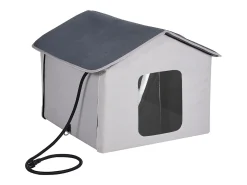Casa para Gatos, SucceBuy, Casa Aquecida para Gatos, Abrigo Dobrável para Gatos com Almofada Térmica, Cinzento, Tamanho M